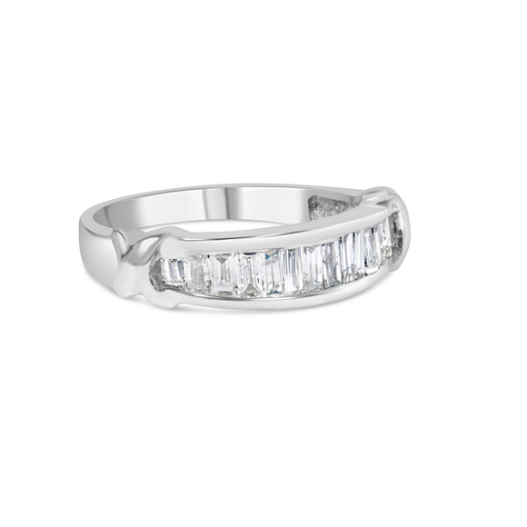 .925 Sterling Silver 1/2 Cttw Baguette Cut Diamond Channel Set X-Station